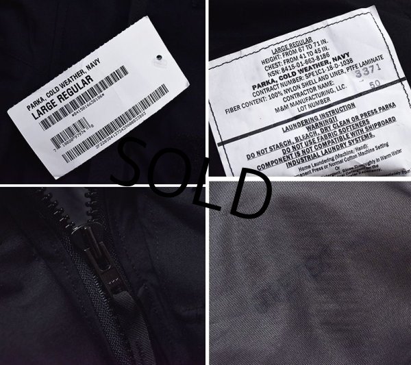 画像2: デッドストック【米軍実物】U.S.NAVY【ECWCS】【COLD WEATHER PARKA NAVY】黒【ゴアテックスパーカー】【Ｌ－Ｒ】USN  (2)