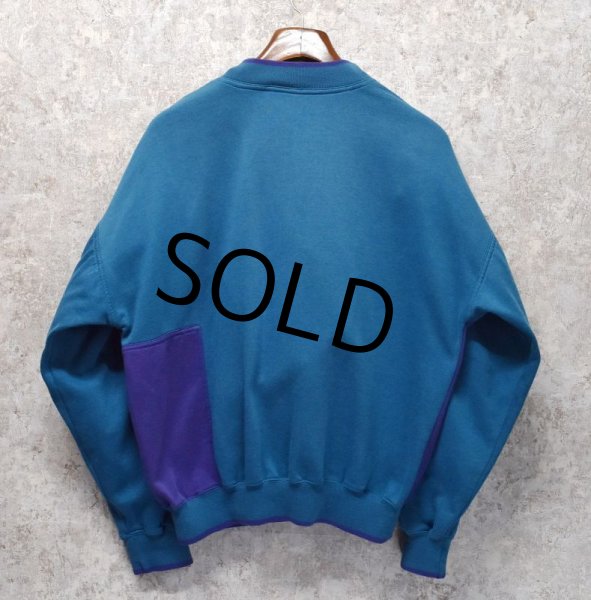 画像3: 90’ｓ【ビンテージ】【アディダス】adidas【ターコイズ×紫切り替え】【ロゴスウェット】【サイズＭ】  (3)