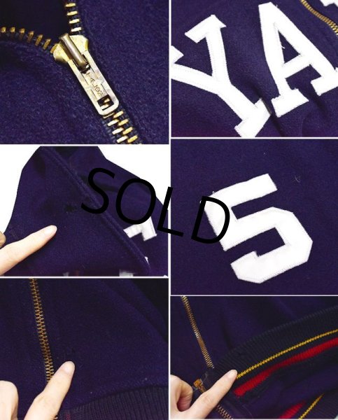 画像2: ~60's【ビンテージ】【YALE大学】YALE【イエール大学】【紺】【ジップアップスタジャン】ウールジャケット【サイズＬ程度】  (2)