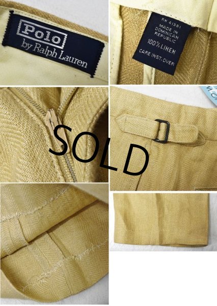 画像3: POLO RALPH LAUREN【ラルフローレン】ベージュ【アジャスター付き】【リネンパンツ】リネンスラックス【34X30】  (3)