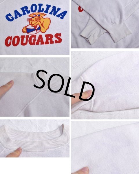 画像2: 60∼70's【ビンテージ】【CAROLINA COUGARS】【カロライナ・クーガーズ】【染み込みプリント】【白】【スウェット】  (2)