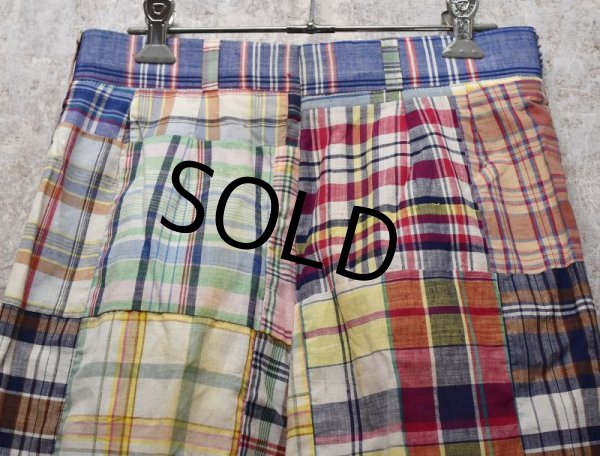 画像4: ビンテージ【BURTON ltd.】【バートン】インディアンマドラスチェック【パッチワークパンツ】【スラックス】【レディース古着】【W28程度】  (4)