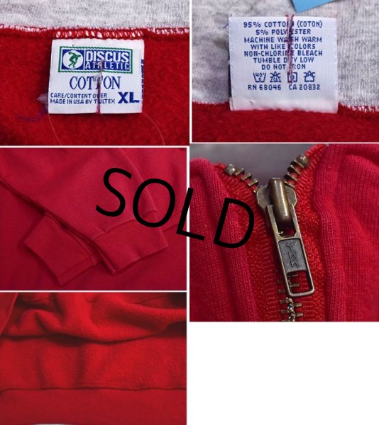 画像2: 90’s~ USA製【ビンテージ】DISCUS ATHLETIC【ディスカスアスレチック】【赤】【ハーフジップスウェット】【サイズＸＬ】  (2)