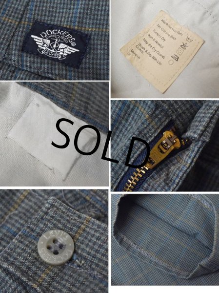 画像3: ビンテージ【DOCKERS】ドッカーズ【青×グレー】チェック【2タックコットンパンツ】【W35程度】  (3)