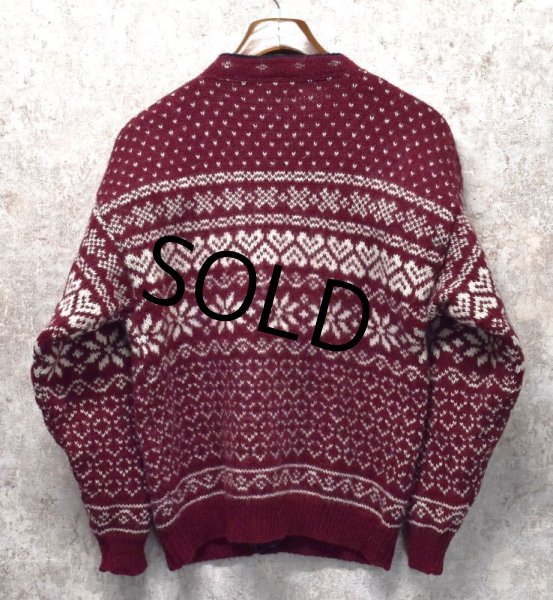 画像3: ビンテージ【USA製】【l.l.bean】エルエルビーン【バーズアイ】【雪柄】カーディガン【ウールカーディガン】【レディース古着】【サイズＬ】  (3)