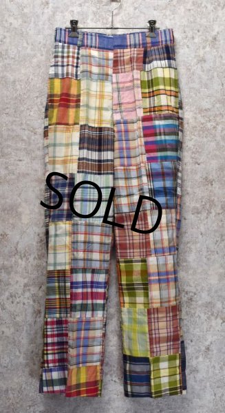 画像3: ビンテージ【BURTON ltd.】【バートン】インディアンマドラスチェック【パッチワークパンツ】【スラックス】【レディース古着】【W28程度】  (3)