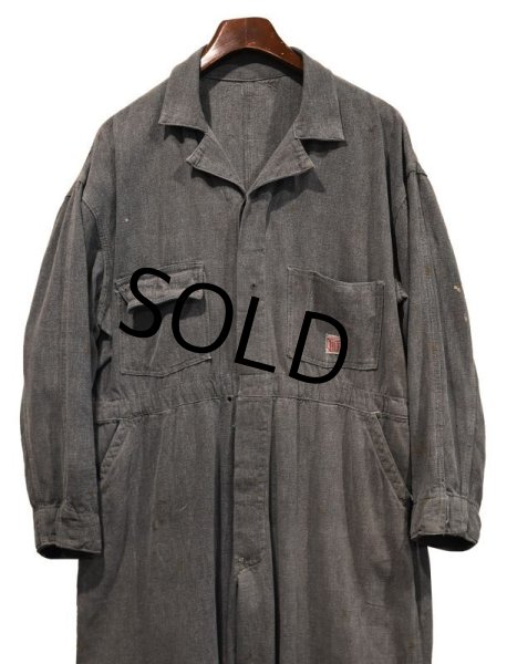 画像5: 40's【ビンテージ】BLOCH【黒シャンブレー】【ブラックシャンブレー】【つなぎ】【オールインワン】ＸＬ程度  (5)