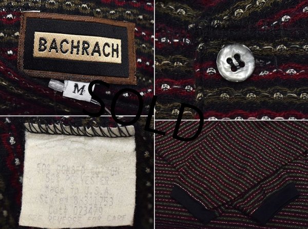 画像2: 90’s【ビンテージ】USA製【BACHRACH】バクラック【黒×緑×エンジ】ボーダー【ヘンリーネック】【ロンＴ】【サイズＭ】  (2)