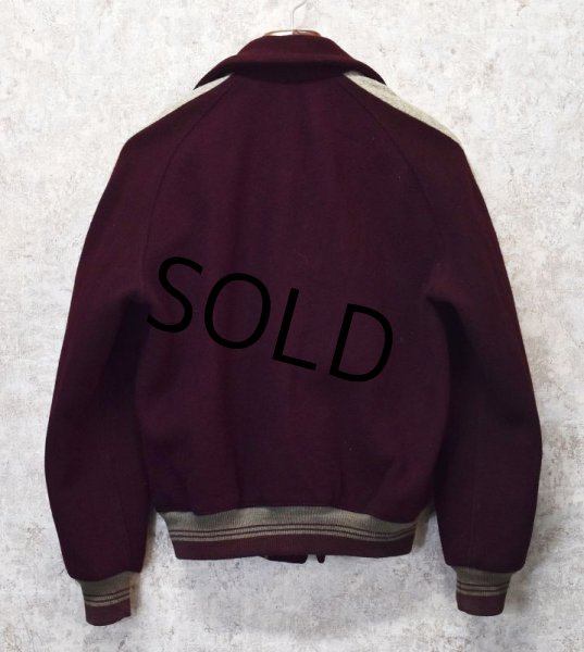 画像3: 40's【ビンテージ】【エンジxグレー】ウール【ボタンスタジャン】【サイズ42】  (3)