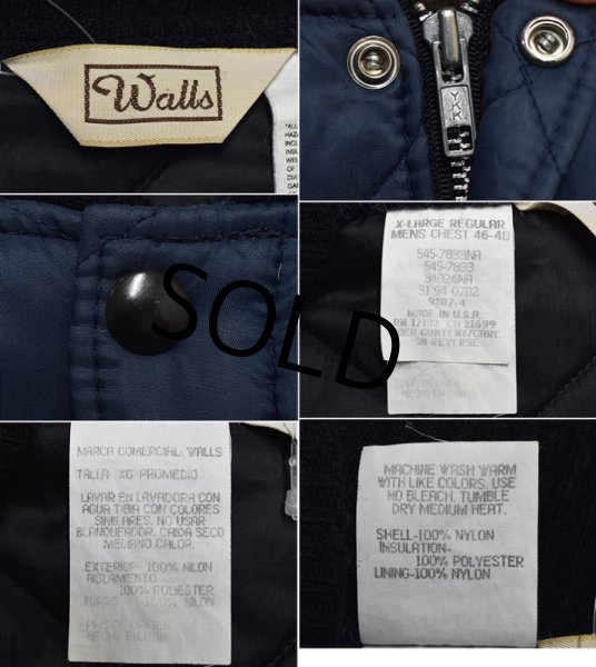 画像2: 90’sUSA製【ビンテージ】【Walls】ウォールズ【紺x黒】【キルティングジャケット】【キルティングブルゾン】【サイズXL】  (2)