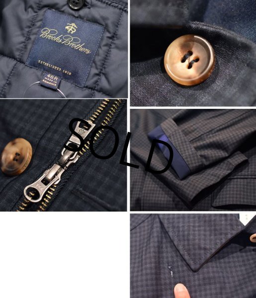 画像2: 【ブルックスブラザーズ】【紺×黒ギンガム】【レインコート】【ステンカラーコート】【スプリングコート】【46R】  (2)