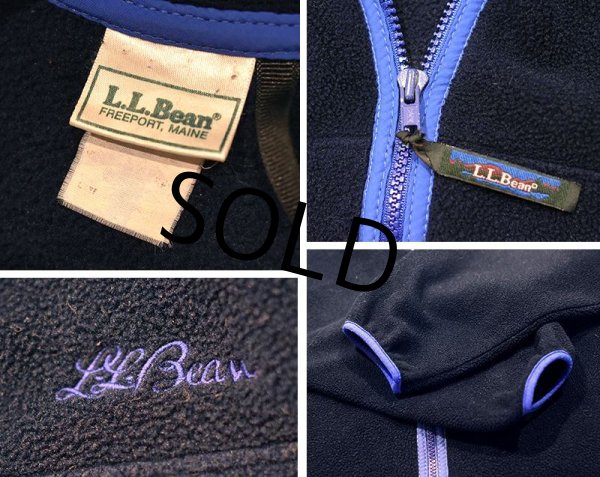画像2: 【ビンテージ】L.L.Bean【LLビーン】【紺x水色】【フルジップ】【フリースカーディガン】  (2)