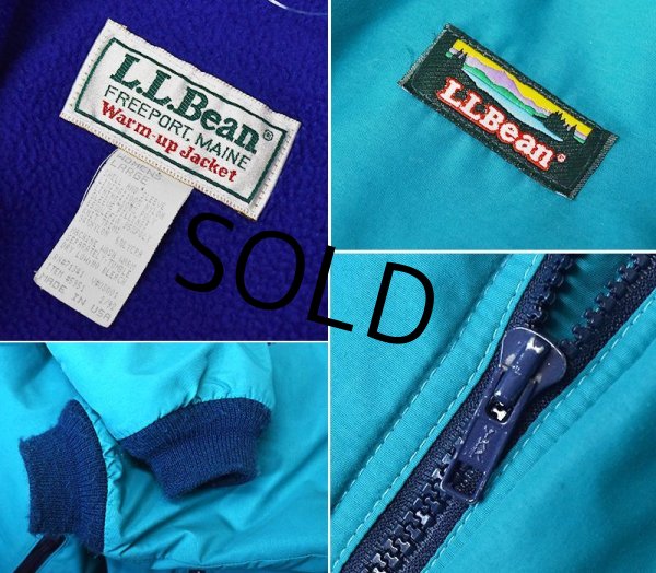 画像2: 80's~【ビンテージ】L.L.Bean【LLビーン】【エメラルドグリーン×青】【ウォームアップジャケット】【レディースL】  (2)