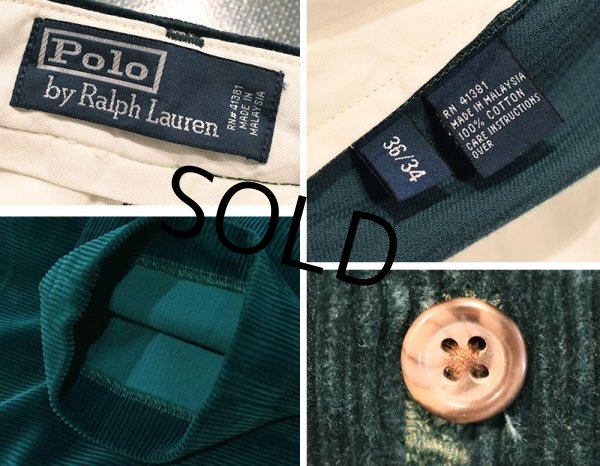画像2: 【ラルフローレン】POLO RALPH LAUREN【緑】【コーデュロイパンツ】【36X34】  (2)