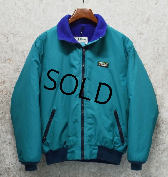 画像1: 80's~【ビンテージ】L.L.Bean【ＬＬビーン】【エメラルドグリーン×青】【ウォームアップジャケット】【レディースＬ】  (1)