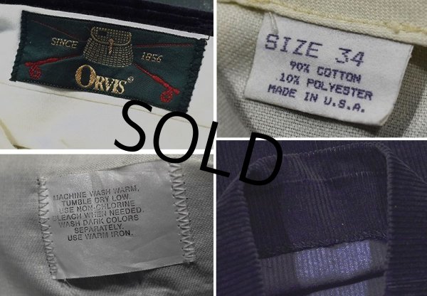 画像3: USA製【ビンテージ】【ORVIS】【オービス】紺【コーデュロイスラックス】コーデュロイパンツ【W34】  (3)