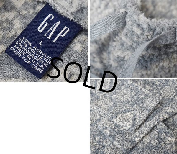 画像2: USA製【オールドギャップ】【GAP】グレーｘマーブル【リボン付き】【フリース】【モックネックプルオーバー】【レディース】【サイズL】  (2)