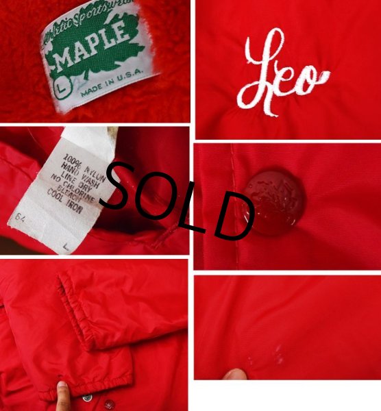 画像2: USA製【ビンテージ】【MAPLE】【赤】【ナイロンx裏ボア】コーチジャケット【サイズL】  (2)