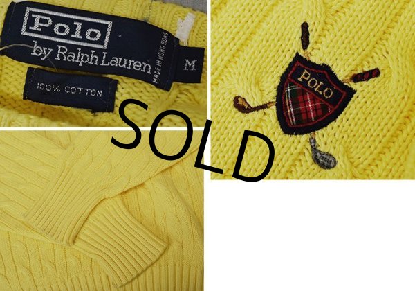 画像2: 【ラルフローレン】POLO RALPH LAUREN【イエロー】ケーブル編み【コットンセーター】【サイズL】  (2)