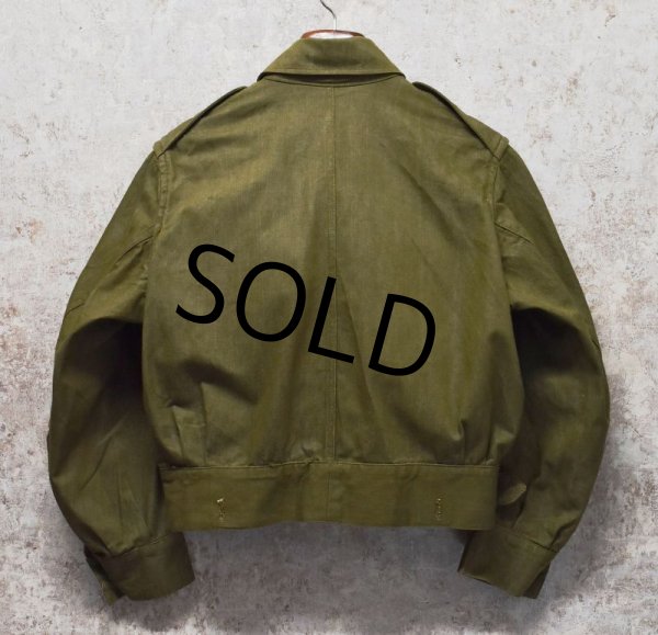 画像3: 50's【ビンテージ】ブリティッシュアーミー【イギリス軍】グリーンデニム【チェンジボタン】【バトルドレスジャケット】【パドレスユニフォーム】【サイズ４】  (3)