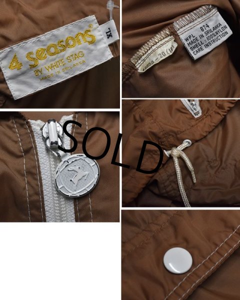 画像2: 80's【ビンテージ】【WHITE STAG】【4 seasons】ホワイトスタッグ【ライトブラウン】【ナイロンブルゾン】ウィンドブレーカー【サイズXL】  (2)