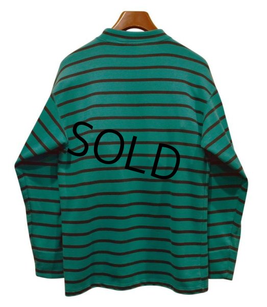 画像3: 【ビンテージ】【Trader bay】【トレーダーベイ】【エメラルド×黒】ボーダー【ポケット付き】【ロンT】【サイズM】  (3)