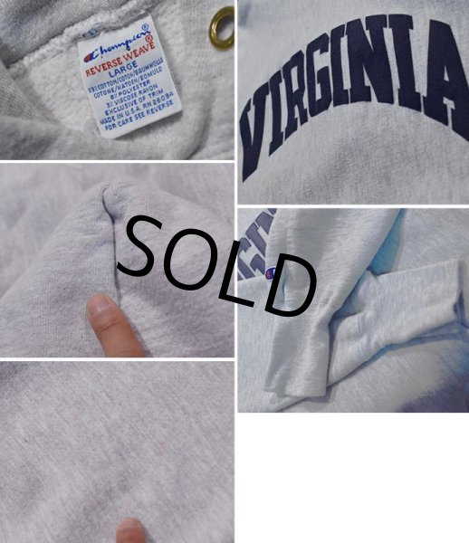 画像2: 90's【USA製】【ビンテージ】【チャンピオン】【Champion】【リバースウィーブパーカー】グレー【VIRGINIA】【サイズＬ】  (2)