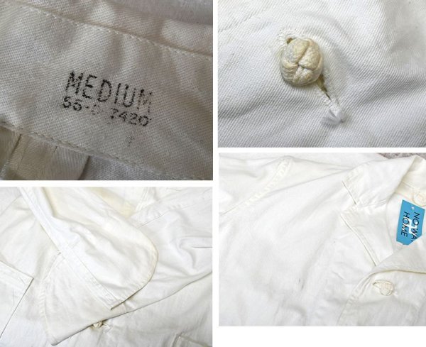 画像2: 50's【ビンテージ】【米軍実物】ワンウォッシュ【白】【フードハンドラー】【ジャケット】【サイズM】  (2)
