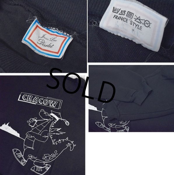 画像2: 【フランス製？】ビンテージ【Jean Luc Darlet】黒【恐竜】【CRACOW】【スウェット】【サイズS程度】  (2)