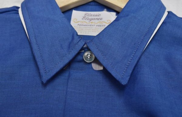 画像3: 【デッドストック】【USA製】ビンテージ【Classic Elegance】【クラシックエレガンス】【青】【ポリコットンシャツ】 【サイズM】  (3)