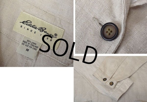 画像2: 【ビンテージ】Eddie Bauer【エディーバウアー】【生成り】【リネンジャケット】レディースM【レディース古着】   (2)
