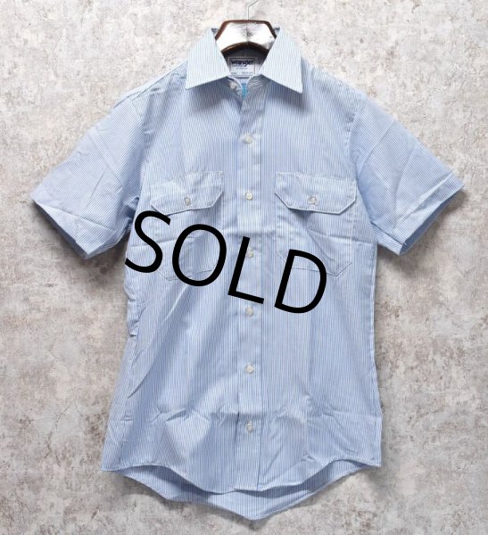 画像3: USA製【デッドストック】【ビンテージ】【Wrangler×RED KAP】ラングラー×レッドキャップ【白×水色ストライプ】【半袖シャツ】【サイズS】   (3)