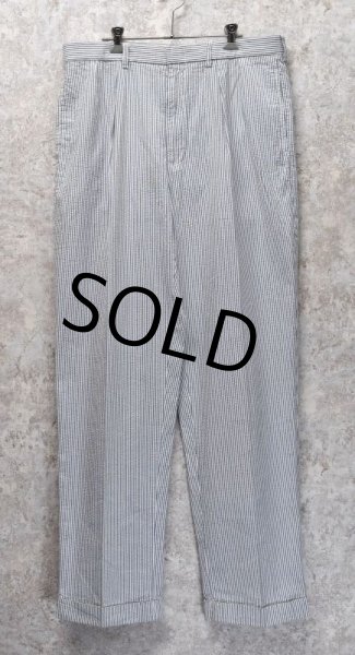 画像2: 【RALPH LAUREN】【ラルフローレン】水色【ストライプ】【シアサッカーパンツ】２タックスラックス【36X34】  (2)