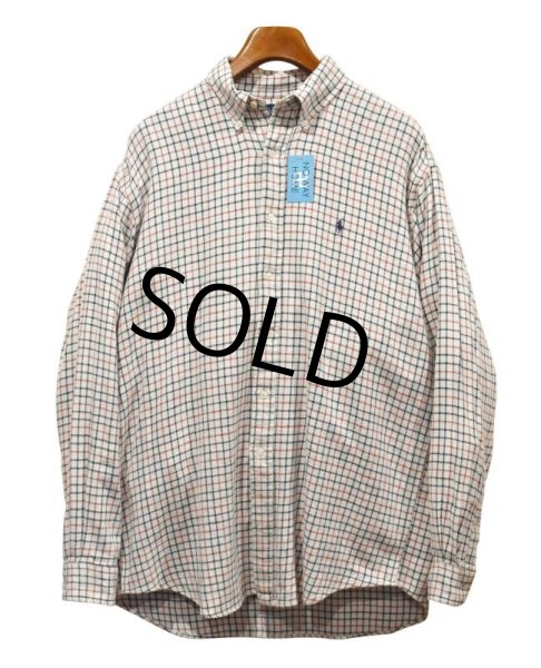 画像1:  【Ralph lauren】【ラルフローレン】生成りｘ赤ｘ青【チェック柄】【ボタンダウンシャツ】【サイズＬ】   (1)