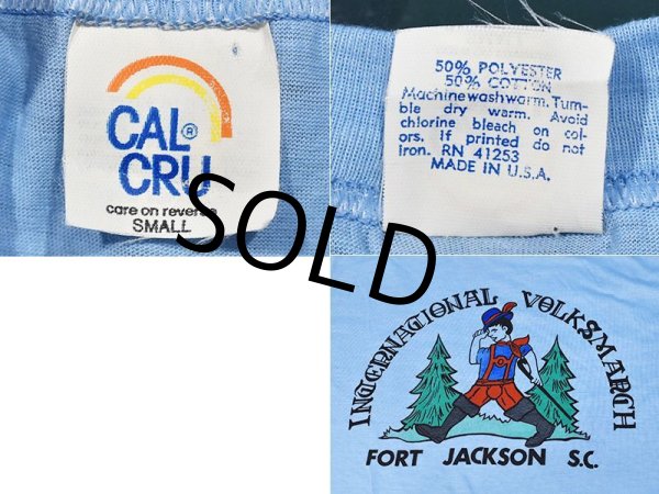 画像2: ほぼ未使用!!【ビンテージ】【Cal Cru】カルクルー【International volks＆march】【Fort Jackson S.C.】水色【Tシャツ】サイズＳ  (2)