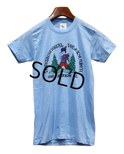 画像1: ほぼ未使用!!【ビンテージ】【Cal Cru】カルクルー【International volks＆march】【Fort Jackson S.C.】水色【Tシャツ】サイズＳ  (1)