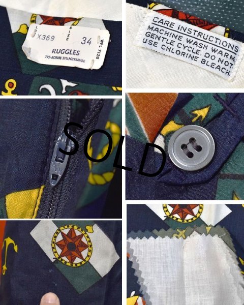 画像2: 70's【デッドストック】【ビンテージ】【RUGGLES】【マリンプリント】【総柄パンツ】【W34】  (2)