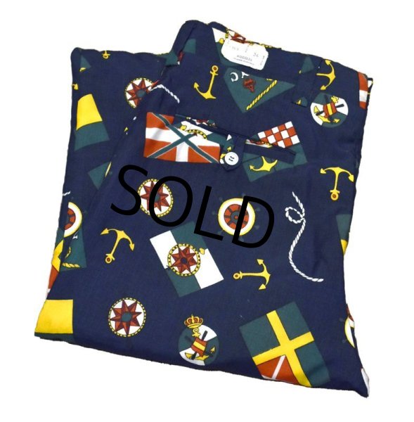 画像1: 70's【デッドストック】【ビンテージ】【RUGGLES】【マリンプリント】【総柄パンツ】【W34】  (1)