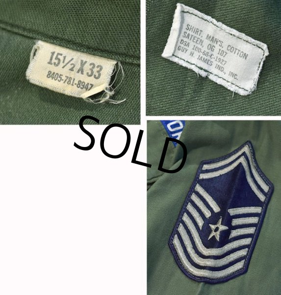 画像2: 【60's】【ビンテージ】【U.S.ARMY】【米軍実物】USAF【OG107】【ユーティリティシャツ】【サイズ15-1/2】  (2)