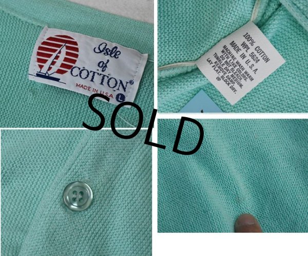 画像2: 90's~ ビンテージ【USA製】ISLE OF COTTON【ミントグリーン】【コットンカーディガン】【サイズL】  (2)
