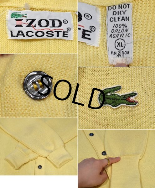 画像2: 【IZOD LACOSTE】アイゾッド ラコステ【黄色】【アクリルカーディガン】【サイズXL】  (2)