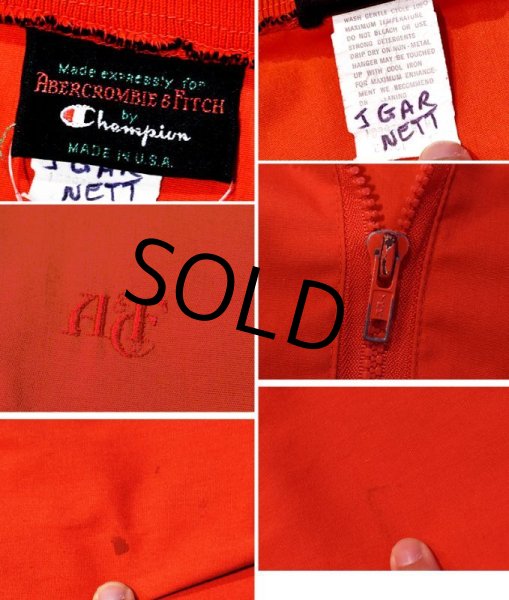 画像2: USA製【80's】【ビンテージ】【チャンピオン製】【アバクロンビー&フィッチ】【アバクロ】【赤×黒リブボーダー】【ジップアップブルゾン】  (2)