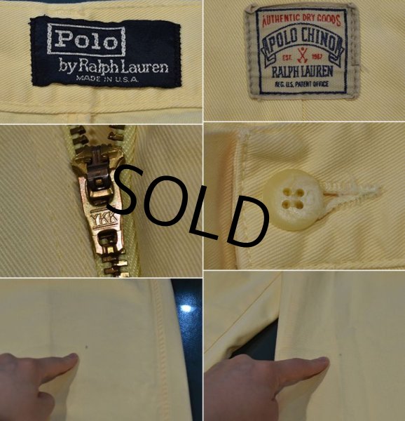 画像2: USA製【ラルフローレン】POLO RALPH LAUREN【イエロー】POLO CHINO【２タック】コットンパンツ【32×30】  (2)