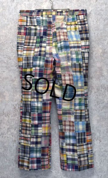 画像4: 【デッドストック】ビンテージ【パッチワーク】コットンパンツ【スラックス】W34  (4)