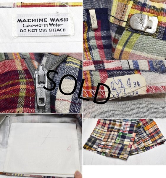 画像2: 【デッドストック】ビンテージ【パッチワーク】コットンパンツ【スラックス】W34  (2)