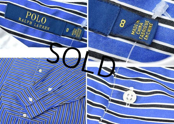 画像2: ほぼ未使用!!【Ralph lauren】【ラルフローレン】【青ｘ白】【ストライプ】チュニック【ドレスシャツ】【サイズ8】レディース古着   (2)