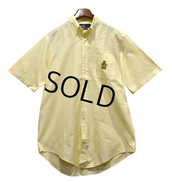 画像1: POLO RALPH LAUREN【オールドラルフローレン】【黄】胸刺繡入り【ボタンダウン】【半袖シャツ】【サイズL】   (1)