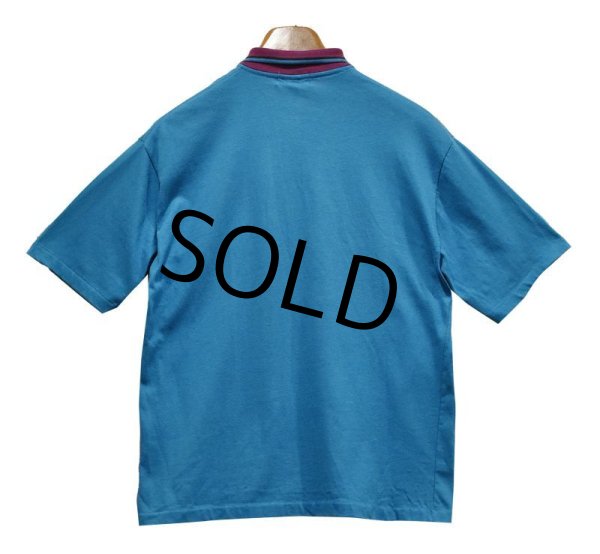 画像3: USA製【ビンテージ】【CHESTER FIELD】チェスターフィールド【ターコイズxエンジ襟】ポロシャツ【サイズM】  (3)