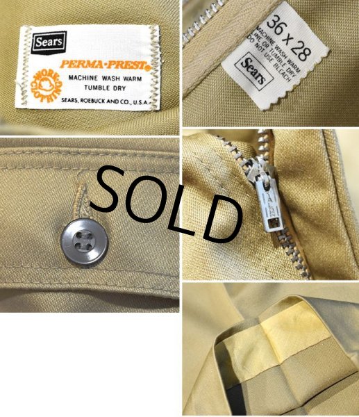 画像2: 80's【デッドストック】【ビンテージ】【SEARS】【シアーズ】ベージュ【ブッシュパンツ】【ワークパンツ】【36X28】  (2)
