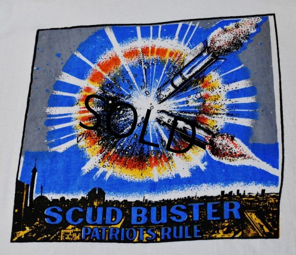 画像2: ワンウォッシュ!! 【ビンテージ】~90’s【SCUD BUSTER patriots rule】白【Tシャツ】【サイズL程度】  (2)